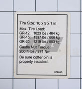 97886 Label, Tire Specs Gr | Genie